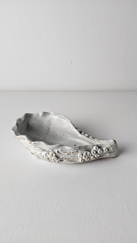 Coastal Charm Oyster-Shaped Trinket Tray - White Oyster